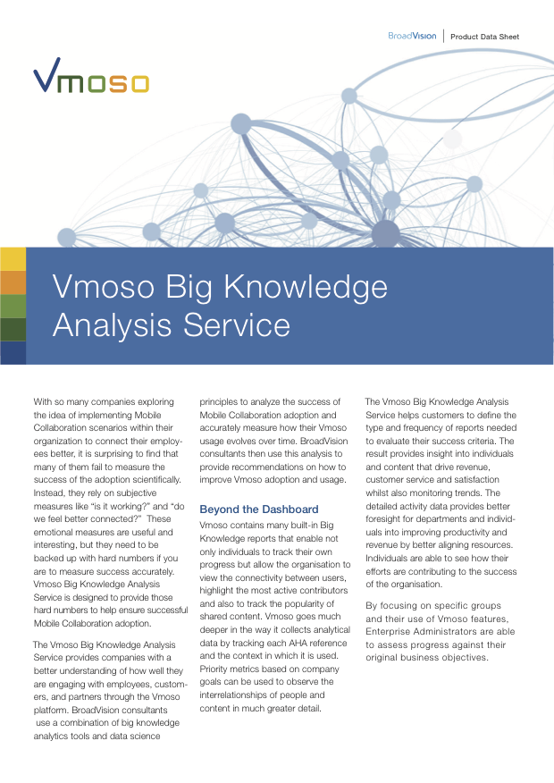 Vmoso Big Knowledge Analysis Service