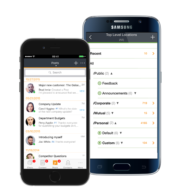 Iphone and Android Mobile showing Chat and Locations